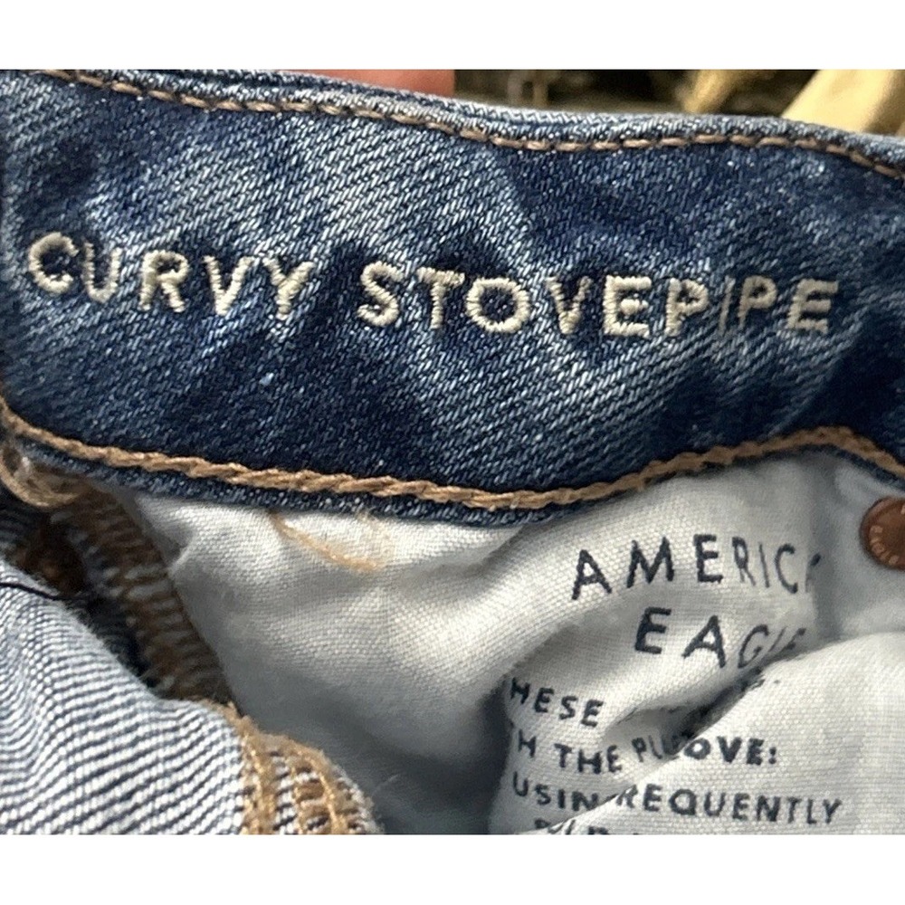 Women's‎ American Eagle Strigid Curvy Stovepipe Jeans No Pilling Sz 000 - Picture 9 of 10